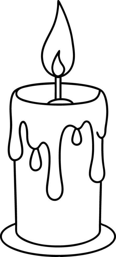candle with a flickering flame and dripping wax, silhouette. decorative, drip, home, event, festive, fire, flame, flickering, glow vector
