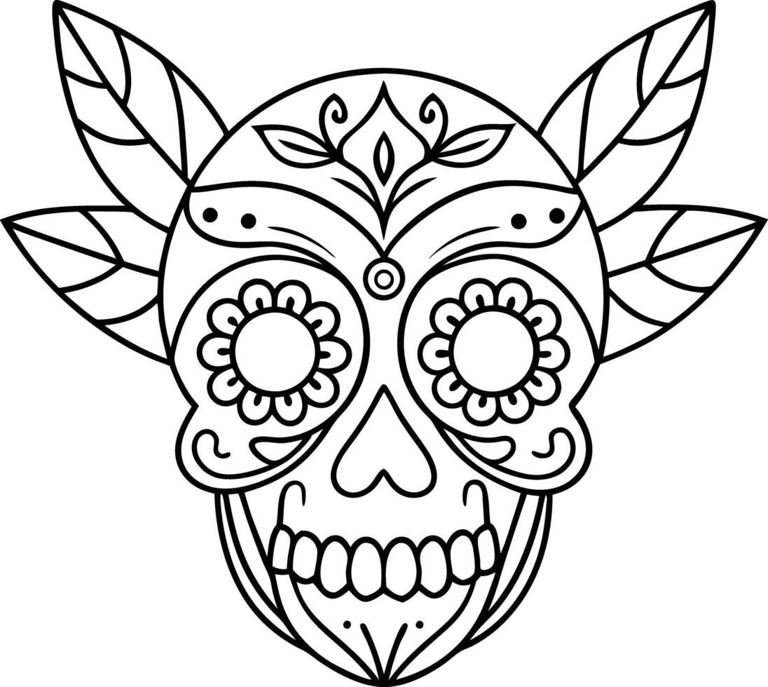 maxican tattoo illustration. seamless, repeating, print, nature, modern, ikat, tribal, vintage vector
