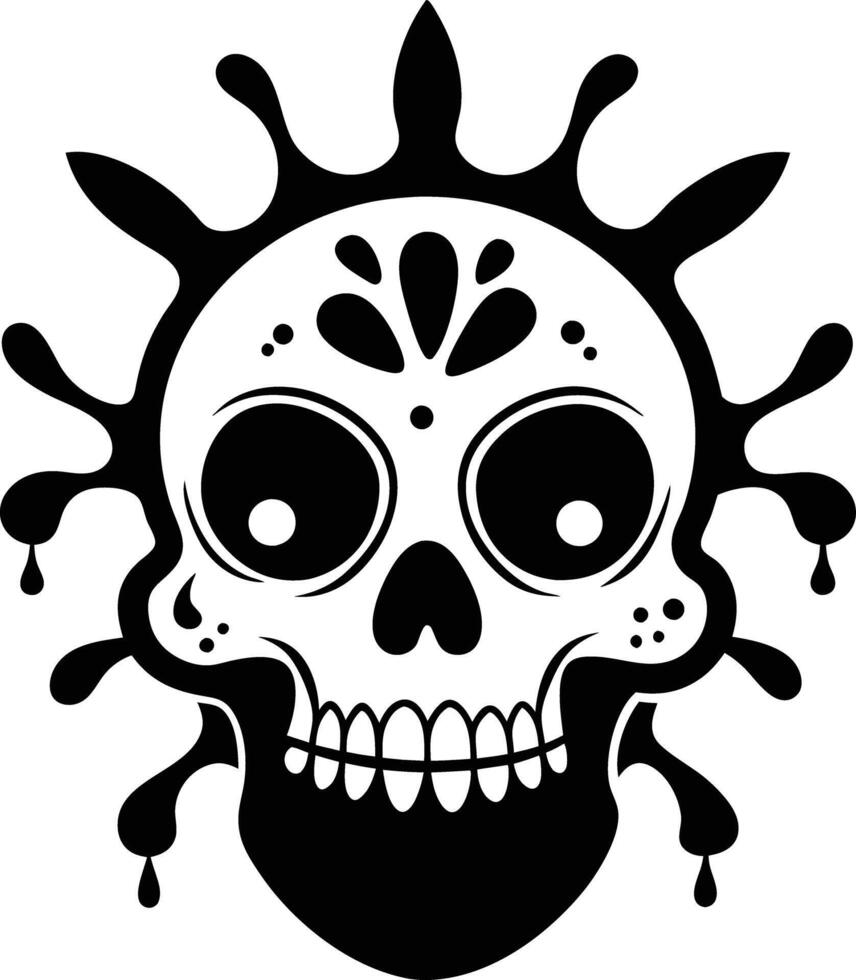 Maxican skull with splash illustration mexican, skull, dead, death, skeleton, scary, muertos, rose, sugar, vintage, vector