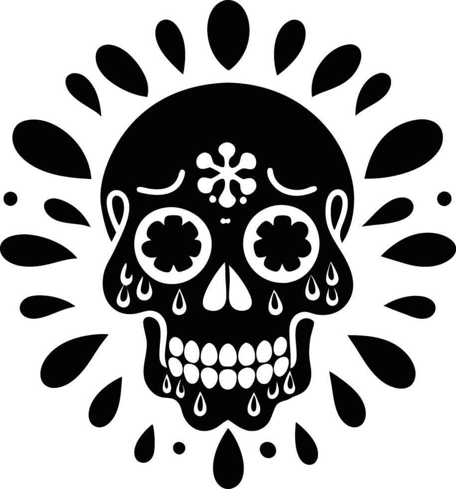 Maxican skull with splash illustration mexican, skull, dead, death, skeleton, scary, muertos, rose, sugar, vintage, vector