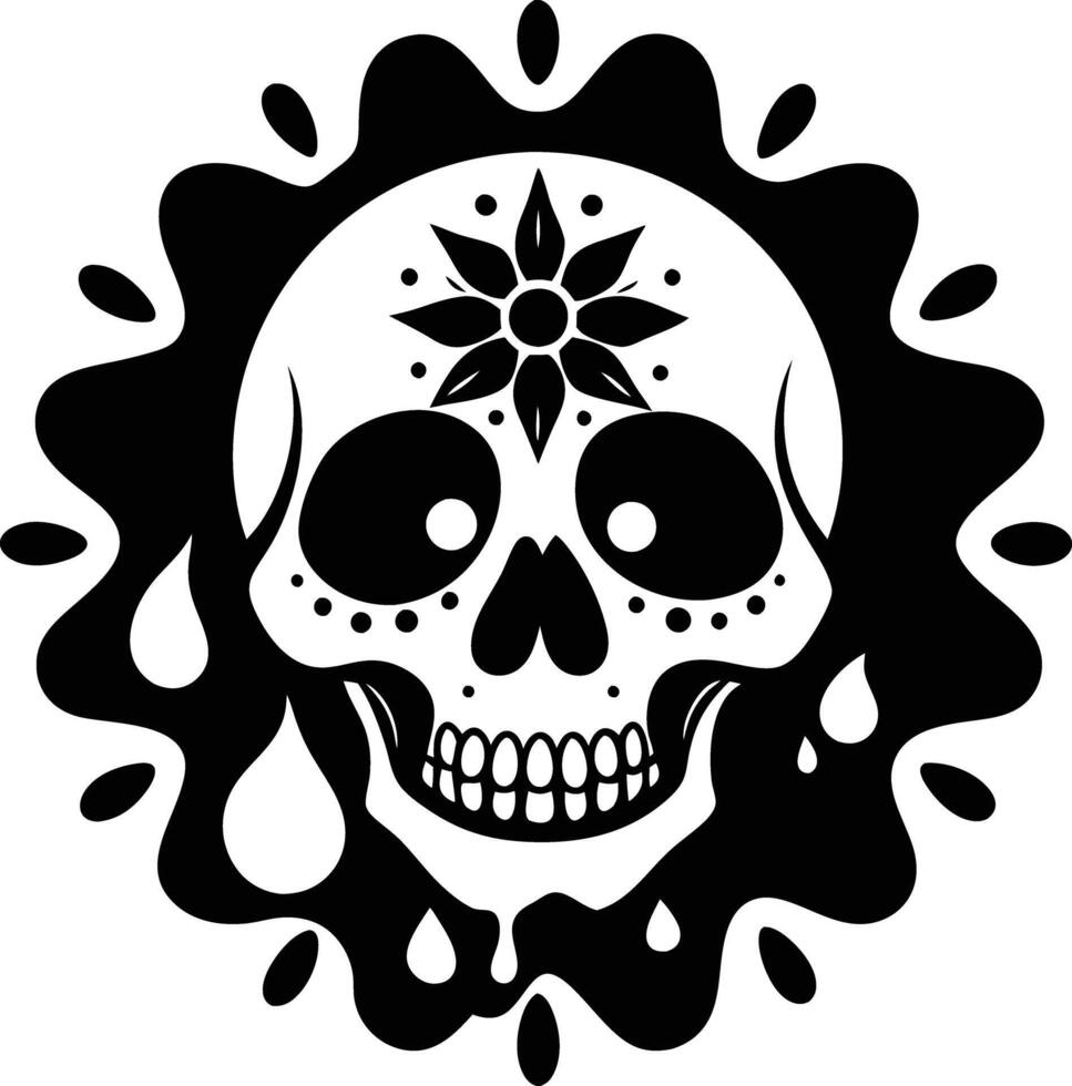 Maxican skull with splash illustration mexican, skull, dead, death, skeleton, scary, muertos, rose, sugar, vintage, vector