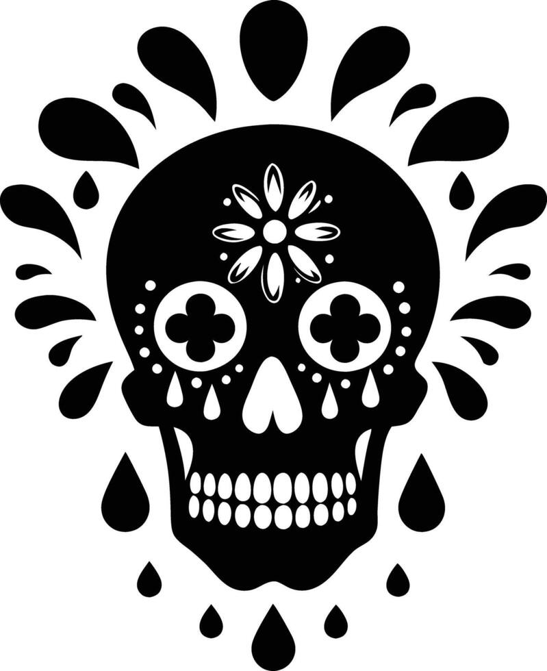 Maxican skull with splash illustration mexican, skull, dead, death, skeleton, scary, muertos, rose, sugar, vintage, vector