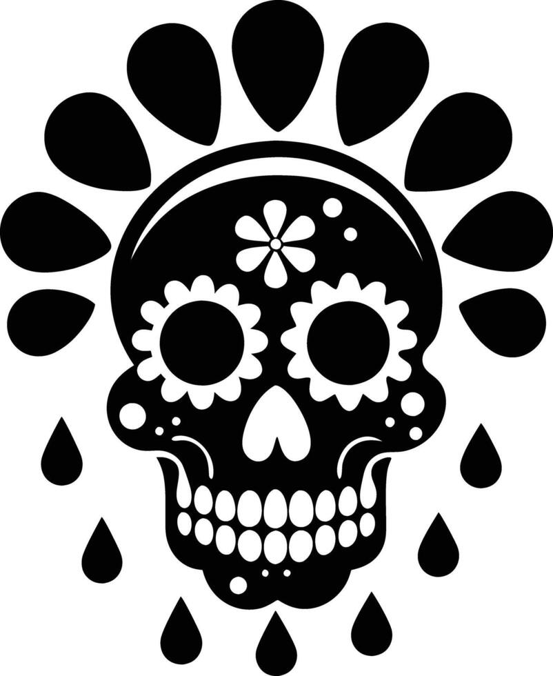 Maxican skull with splash illustration mexican, skull, dead, death, skeleton, scary, muertos, rose, sugar, vintage, vector