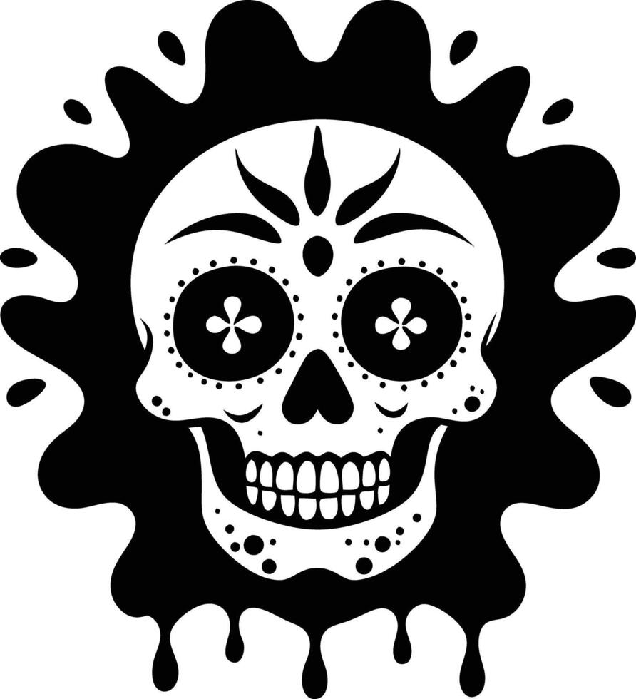 Maxican skull with splash illustration mexican, skull, dead, death, skeleton, scary, muertos, rose, sugar, vintage, vector