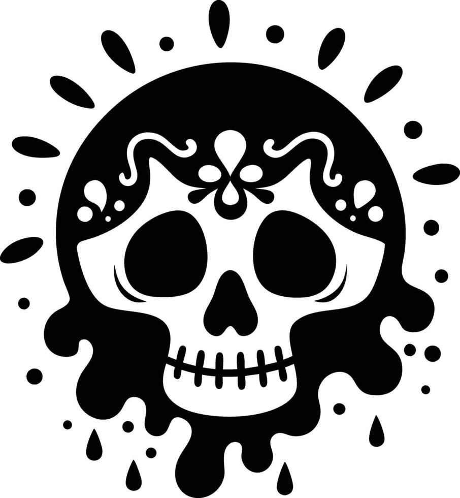 Maxican skull with splash illustration mexican, skull, dead, death, skeleton, scary, muertos, rose, sugar, vintage, vector