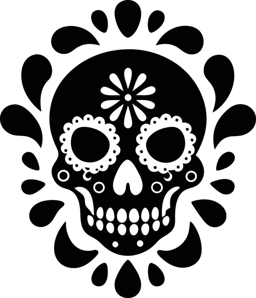 Maxican skull with splash illustration mexican, skull, dead, death, skeleton, scary, muertos, rose, sugar, vintage, vector