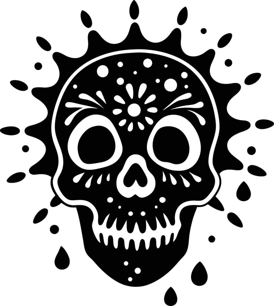 Maxican skull with splash illustration mexican, skull, dead, death, skeleton, scary, muertos, rose, sugar, vintage, vector