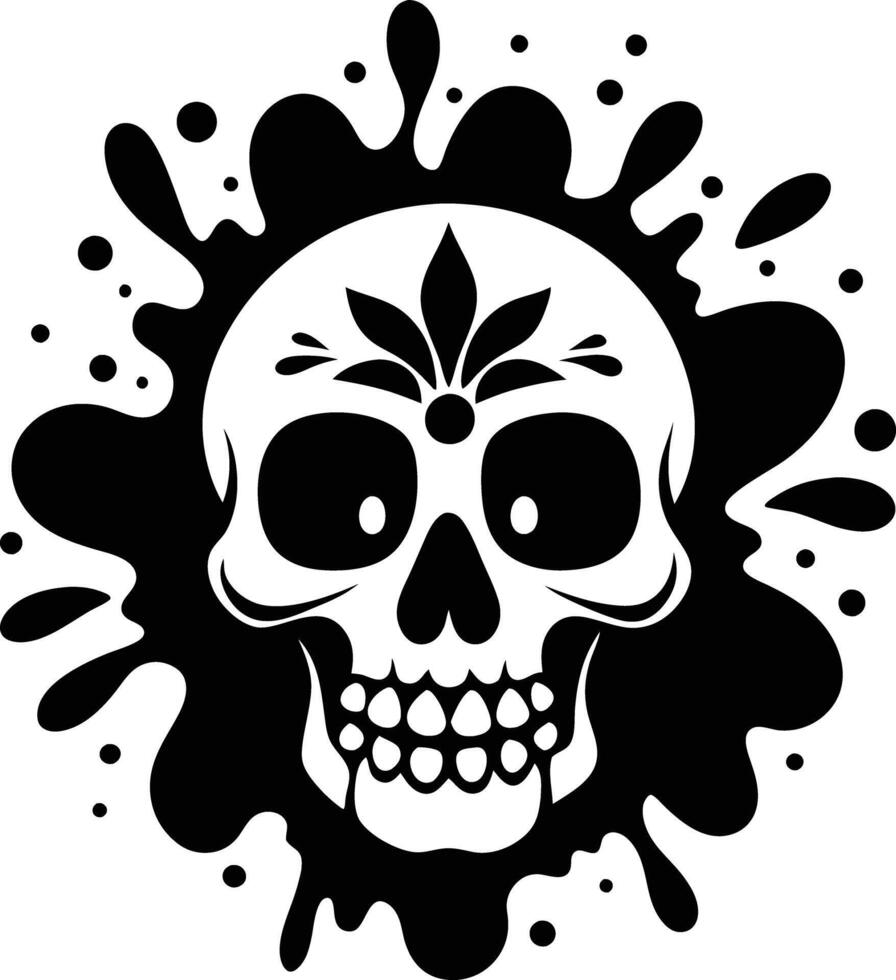 Maxican skull with splash illustration mexican, skull, dead, death, skeleton, scary, muertos, rose, sugar, vintage, vector