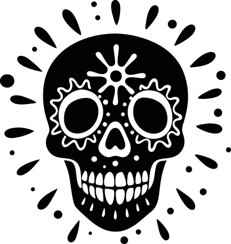 Maxican skull with splash illustration mexican, skull, dead, death, skeleton, scary, muertos, rose, sugar, vintage, vector