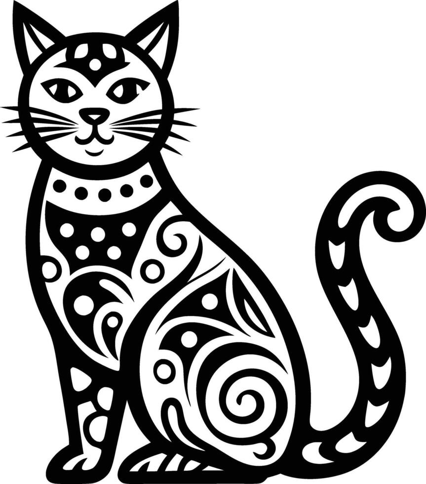 decorative cat line art illustration black and white. pets, shorthair, tail, red, purebred, british, posing, paw, vector
