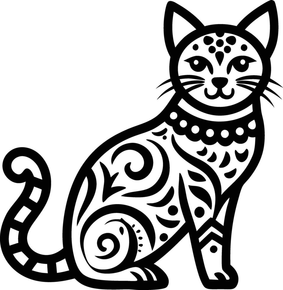 decorative cat line art illustration black and white. pets, shorthair, tail, red, purebred, british, posing, paw, vector