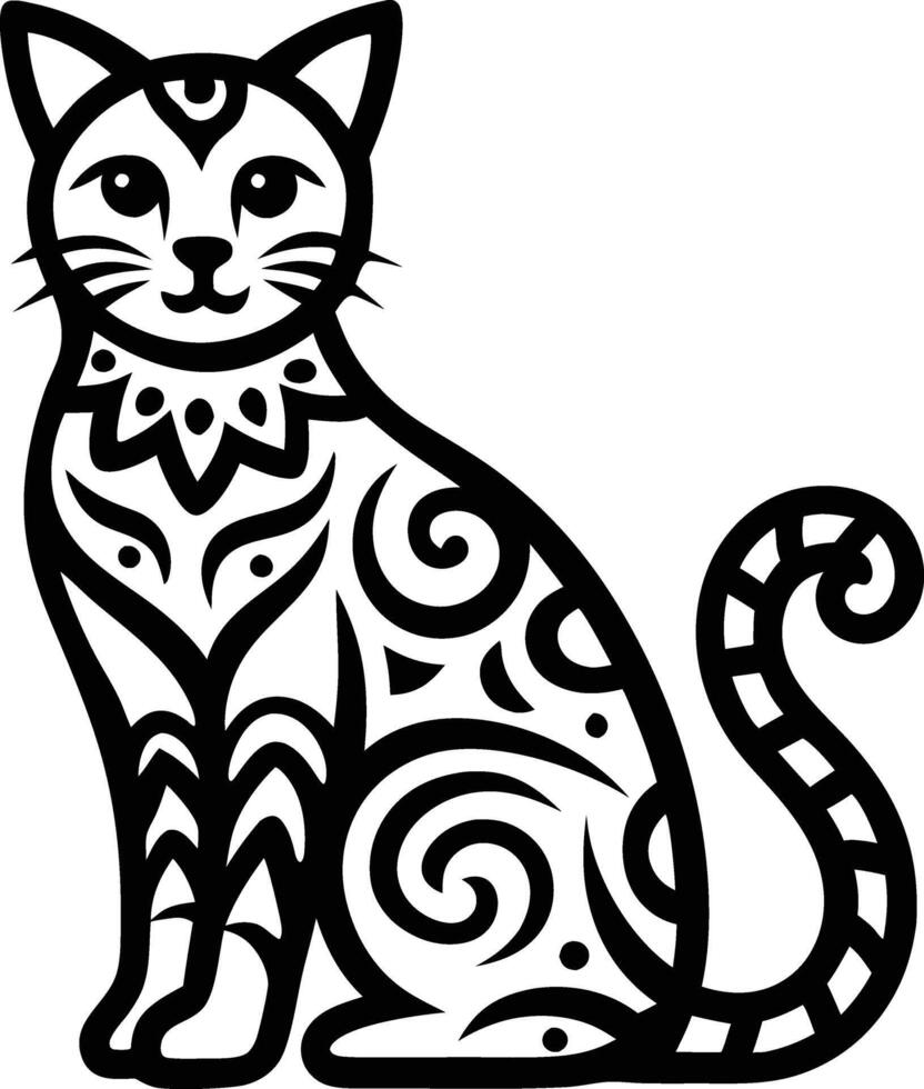 decorative cat line art illustration black and white. pets, shorthair, tail, red, purebred, british, posing, paw, vector