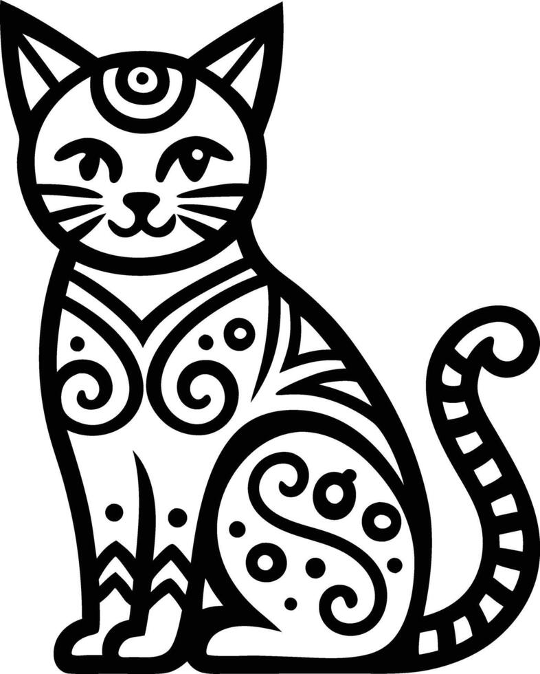 decorative cat line art illustration black and white. pets, shorthair, tail, red, purebred, british, posing, paw, vector