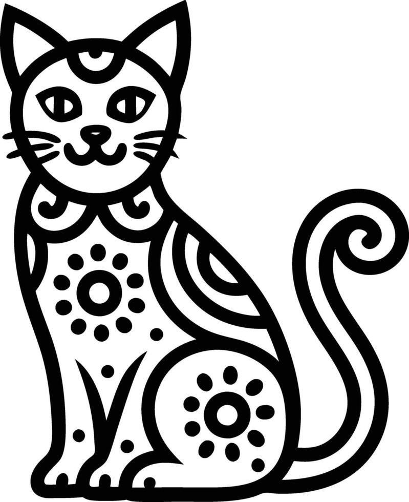 decorative cat line art illustration black and white. pets, shorthair, tail, red, purebred, british, posing, paw, vector