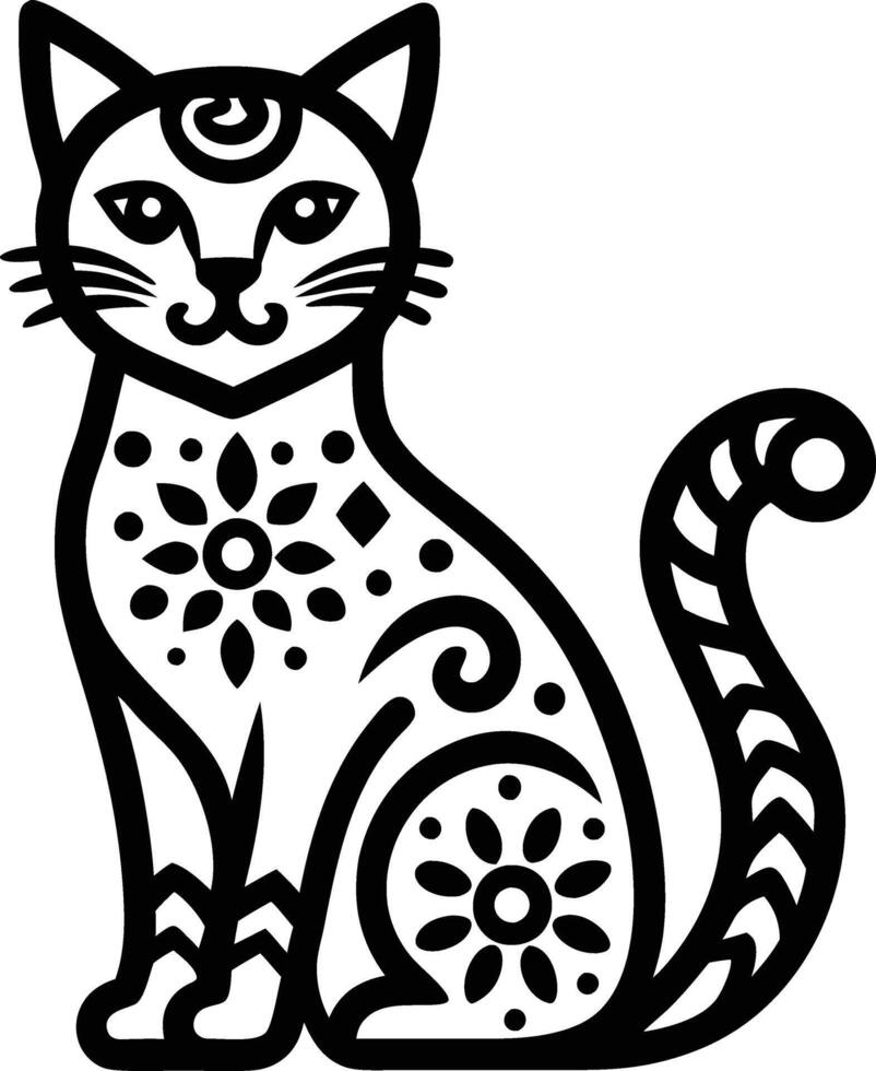 decorative cat line art illustration black and white. pets, shorthair, tail, red, purebred, british, posing, paw, vector