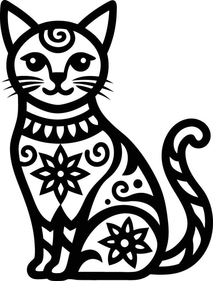 decorative cat line art illustration black and white. pets, shorthair, tail, red, purebred, british, posing, paw, vector
