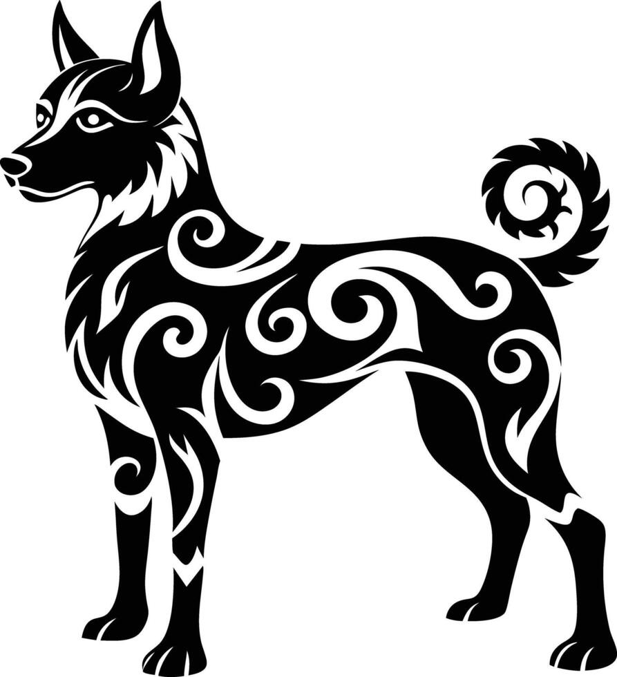 decorative dog illustration. puppy, doggy, purebred, mammal,domestic animal, carnivore, pet, cute, adorable, vector
