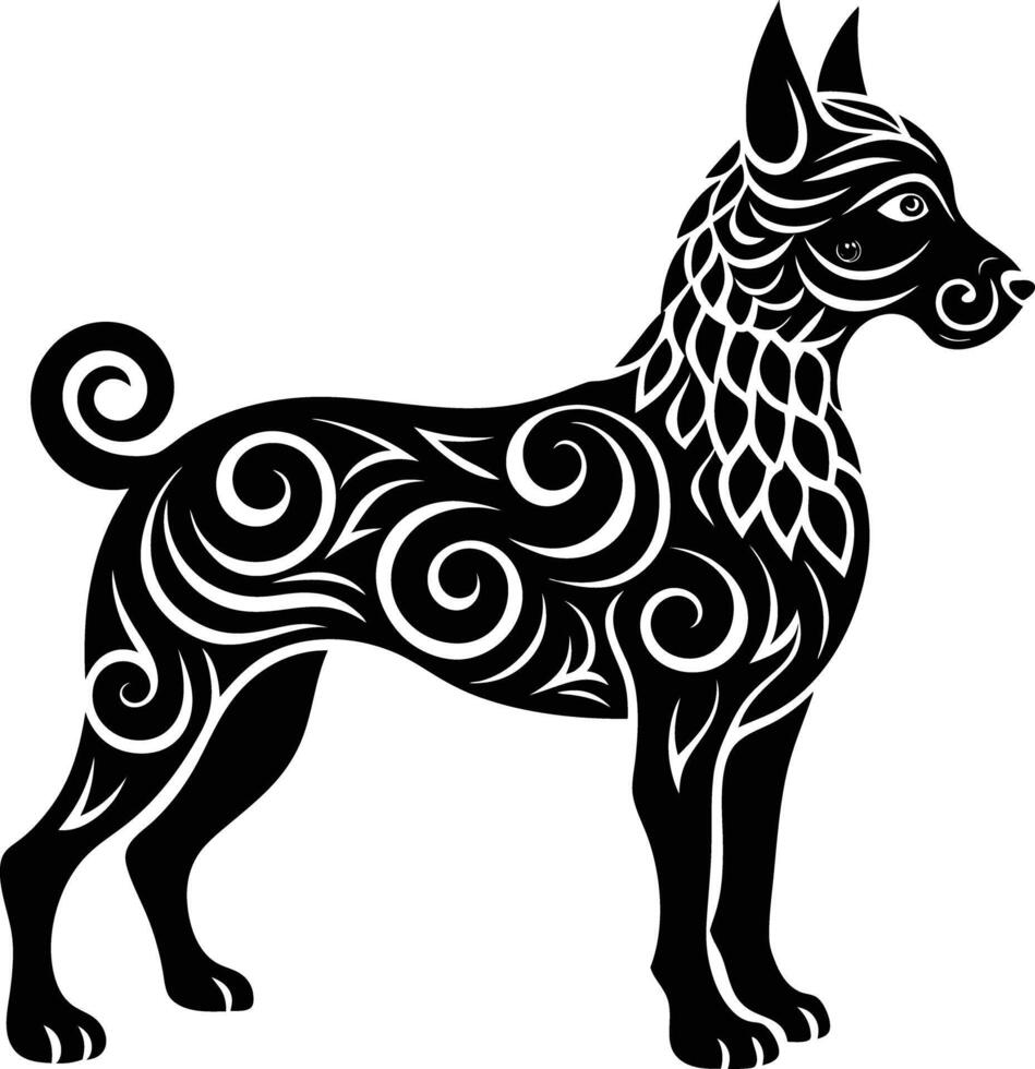 decorative dog illustration. puppy, doggy, purebred, mammal,domestic animal, carnivore, pet, cute, adorable, vector