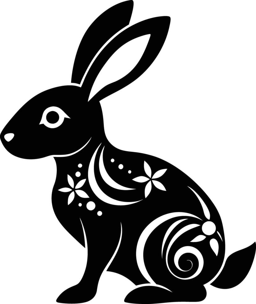 decorative rabbit illustration. cute, animal, bunny, rabbit, easter, pet, domestic, fur, fluffy, adorable, vector