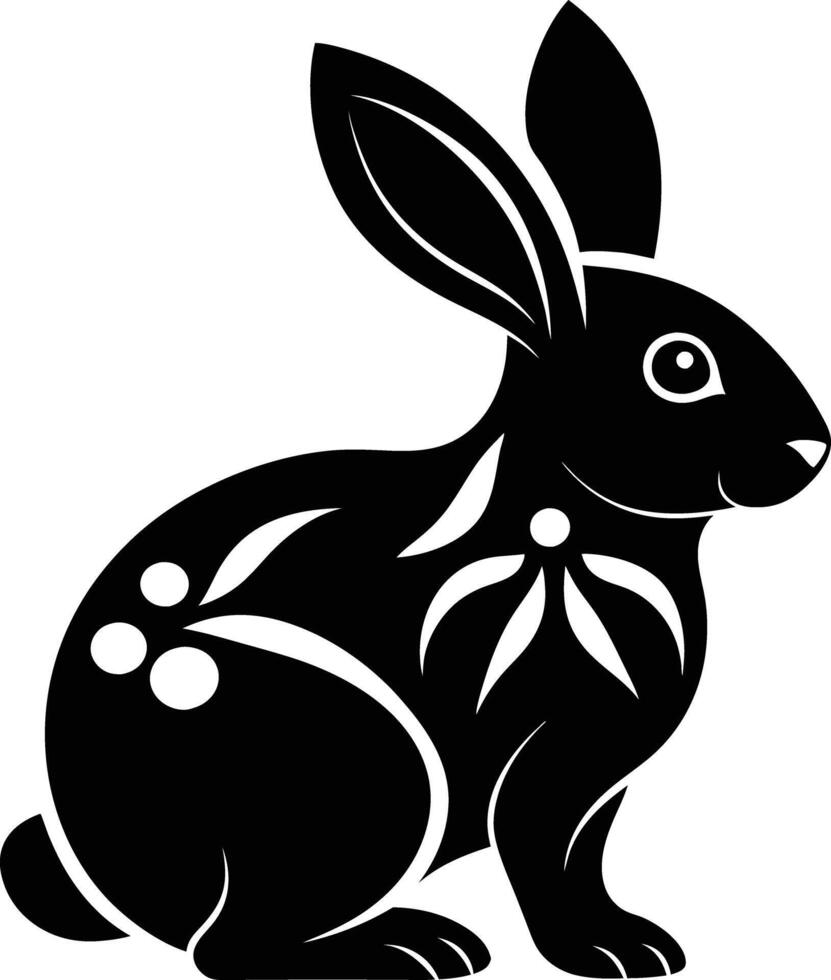 decorative rabbit illustration. cute, animal, bunny, rabbit, easter, pet, domestic, fur, fluffy, adorable, vector