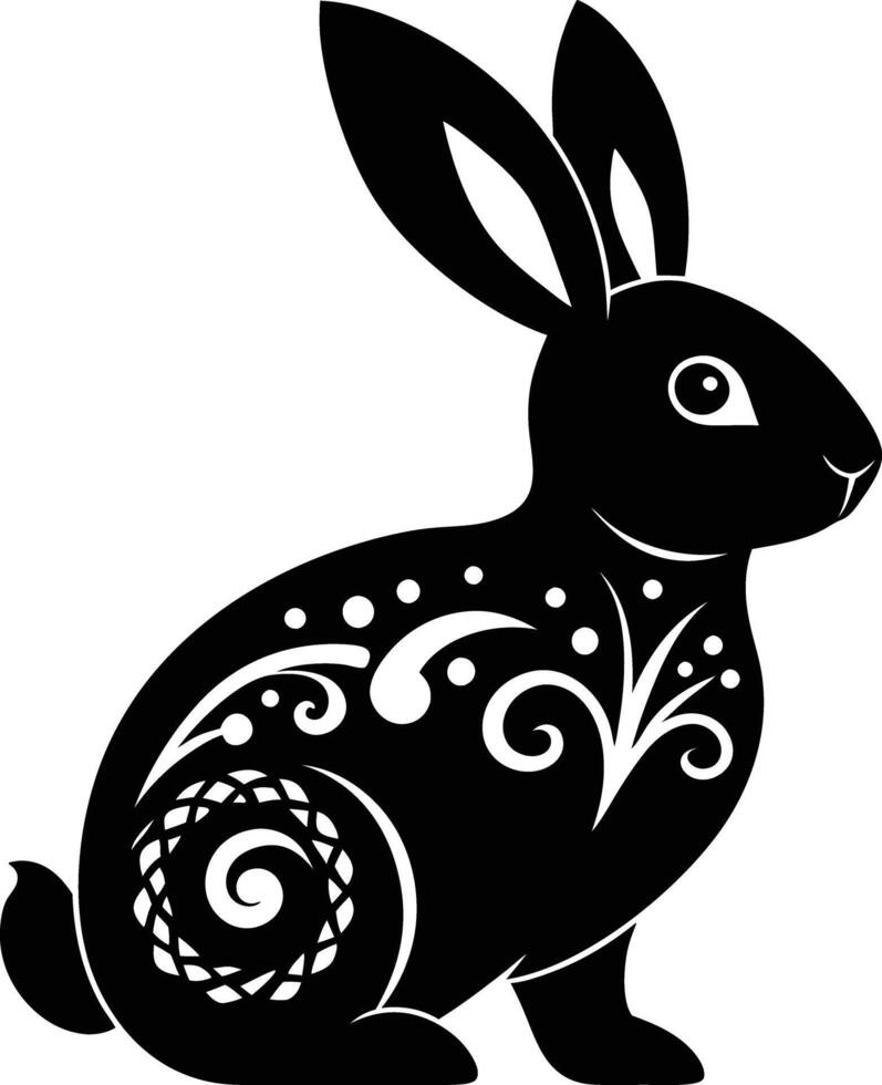 decorative rabbit illustration. cute, animal, bunny, rabbit, easter, pet, domestic, fur, fluffy, adorable, vector
