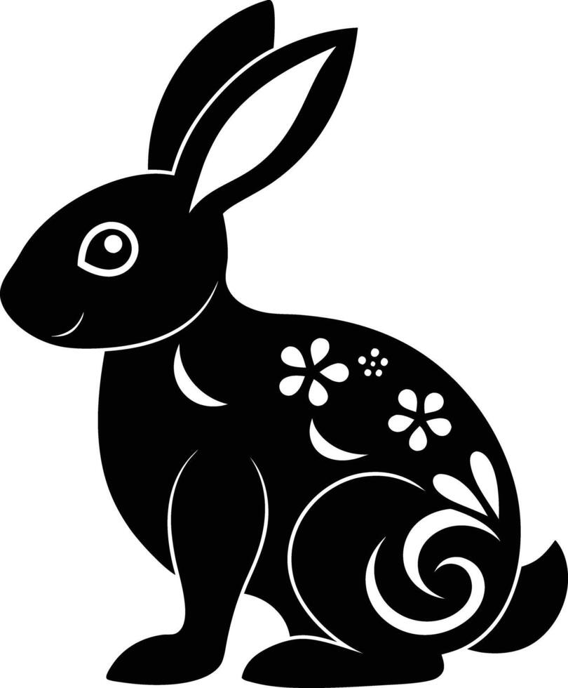 decorative rabbit illustration. cute, animal, bunny, rabbit, easter, pet, domestic, fur, fluffy, adorable, vector