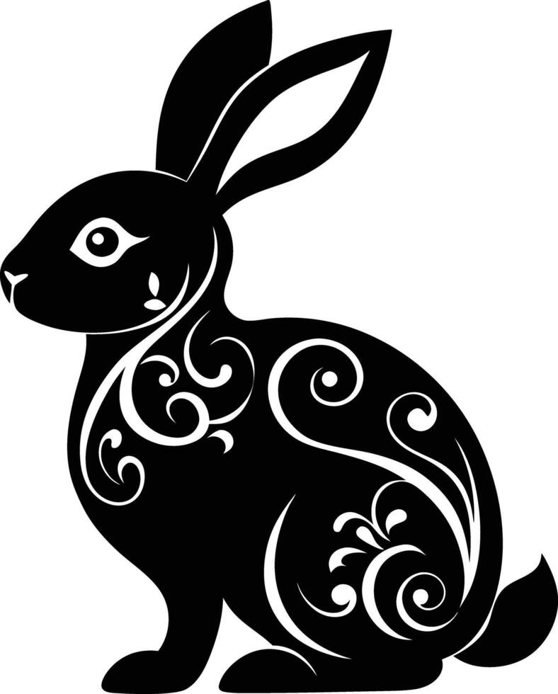 decorative rabbit illustration. cute, animal, bunny, rabbit, easter, pet, domestic, fur, fluffy, adorable, vector