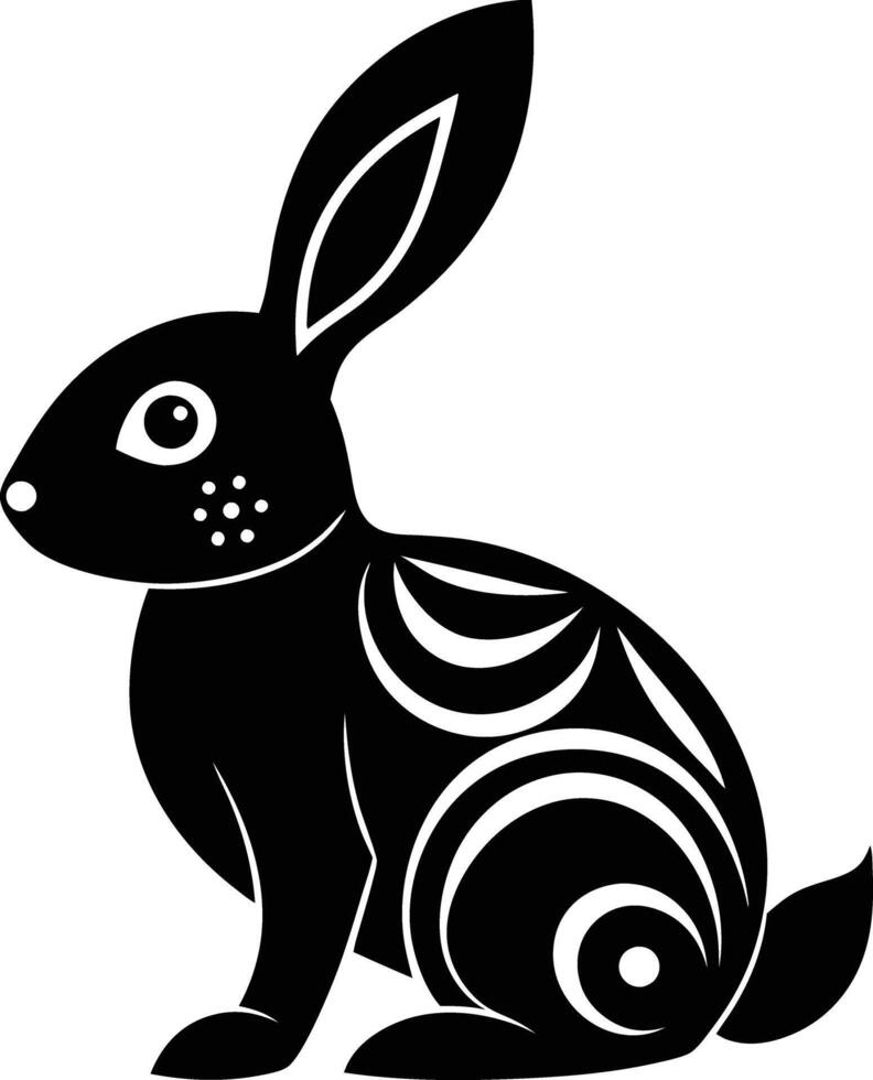 decorative rabbit illustration. cute, animal, bunny, rabbit, easter, pet, domestic, fur, fluffy, adorable, vector