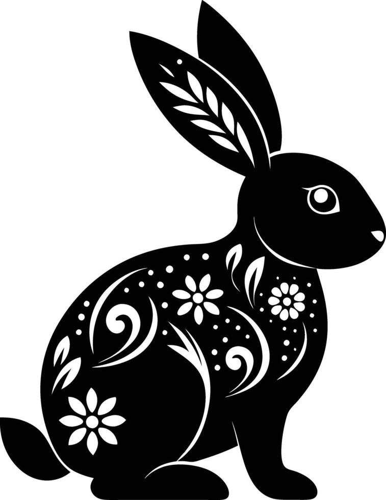 decorative rabbit illustration. cute, animal, bunny, rabbit, easter, pet, domestic, fur, fluffy, adorable, vector