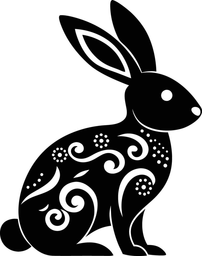 decorative rabbit illustration. cute, animal, bunny, rabbit, easter, pet, domestic, fur, fluffy, adorable, vector