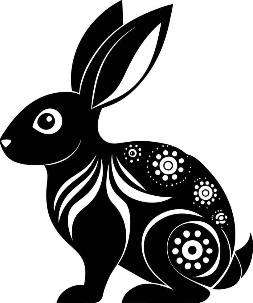 decorative rabbit illustration. cute, animal, bunny, rabbit, easter, pet, domestic, fur, fluffy, adorable, vector