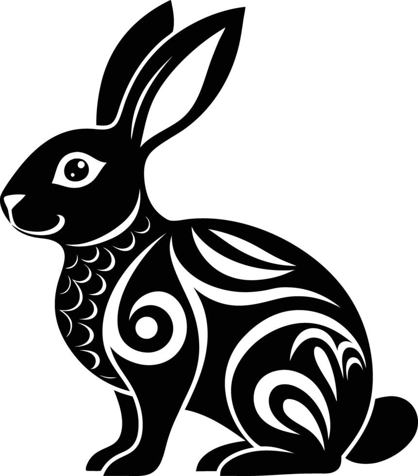 decorative rabbit illustration. cute, animal, bunny, rabbit, easter, pet, domestic, fur, fluffy, adorable, vector