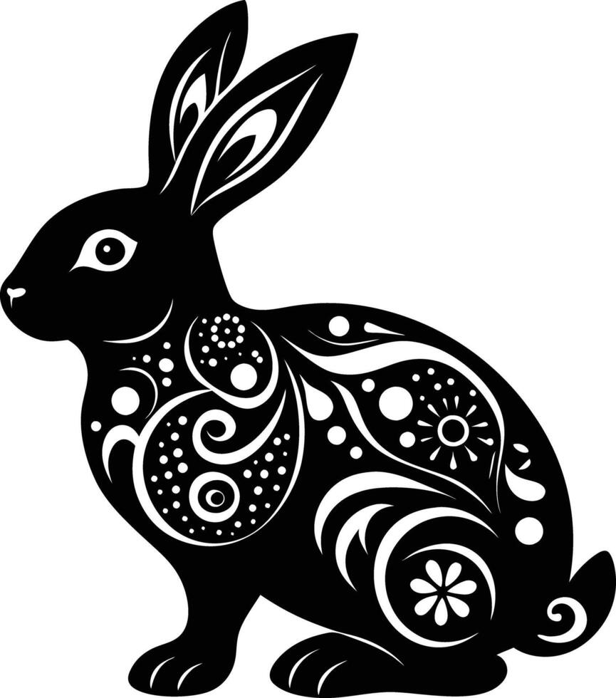 decorative rabbit illustration. cute, animal, bunny, rabbit, easter, pet, domestic, fur, fluffy, adorable, vector