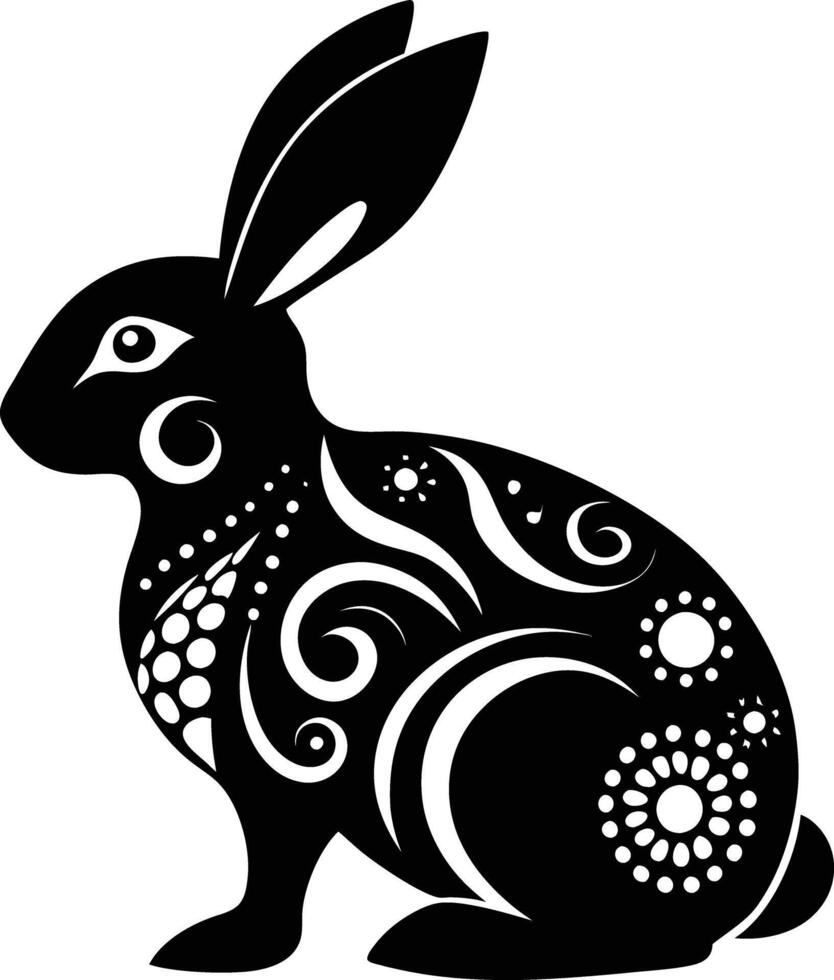 decorative rabbit illustration. cute, animal, bunny, rabbit, easter, pet, domestic, fur, fluffy, adorable, vector