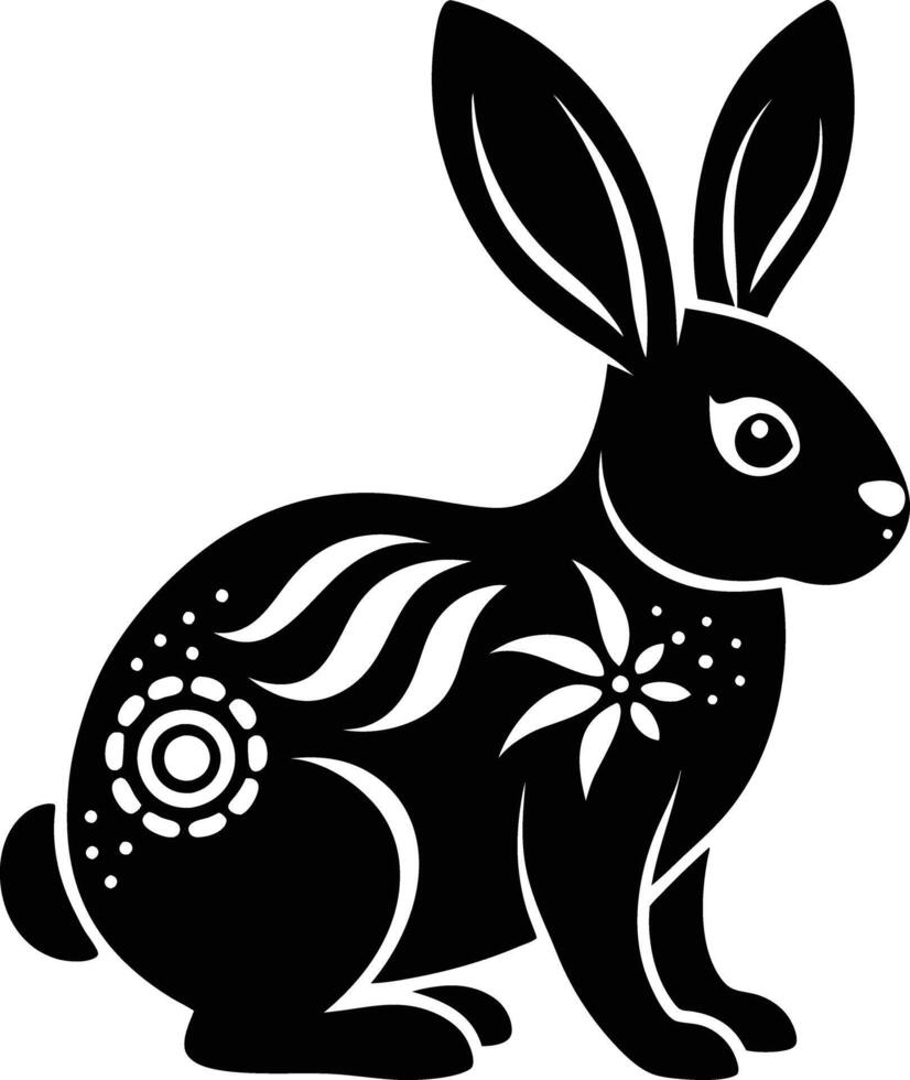 decorative rabbit illustration. cute, animal, bunny, rabbit, easter, pet, domestic, fur, fluffy, adorable, vector