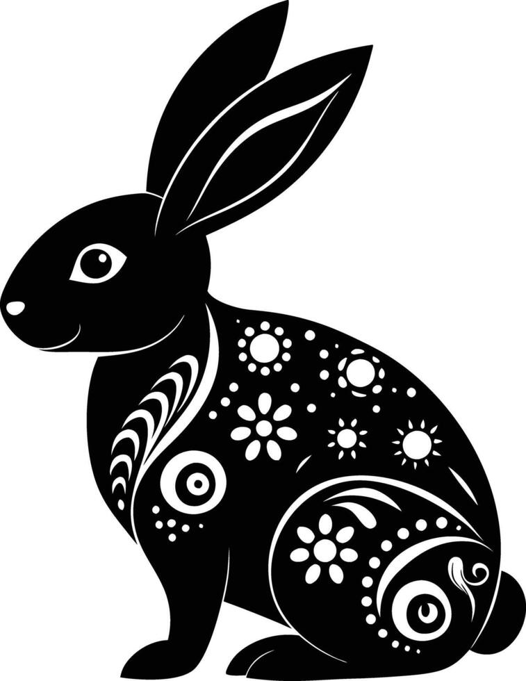 decorative rabbit illustration. cute, animal, bunny, rabbit, easter, pet, domestic, fur, fluffy, adorable, vector
