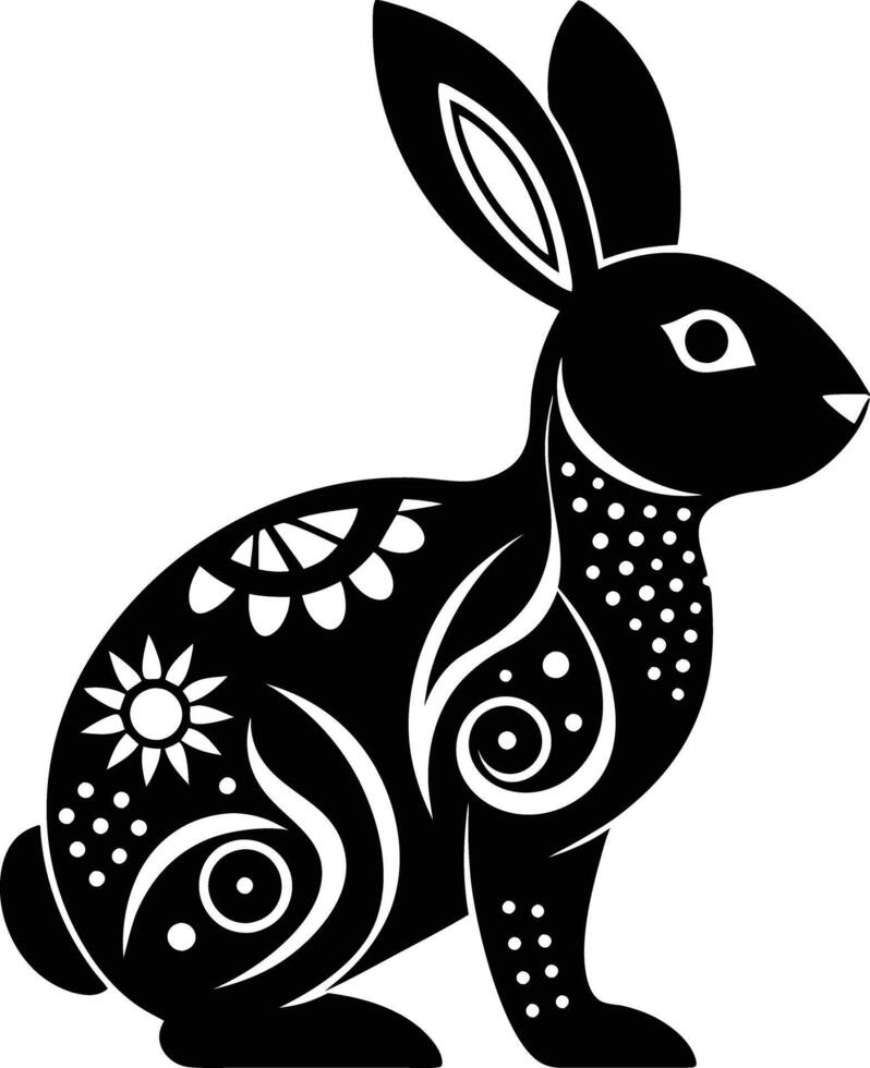 decorative rabbit illustration. cute, animal, bunny, rabbit, easter, pet, domestic, fur, fluffy, adorable, vector