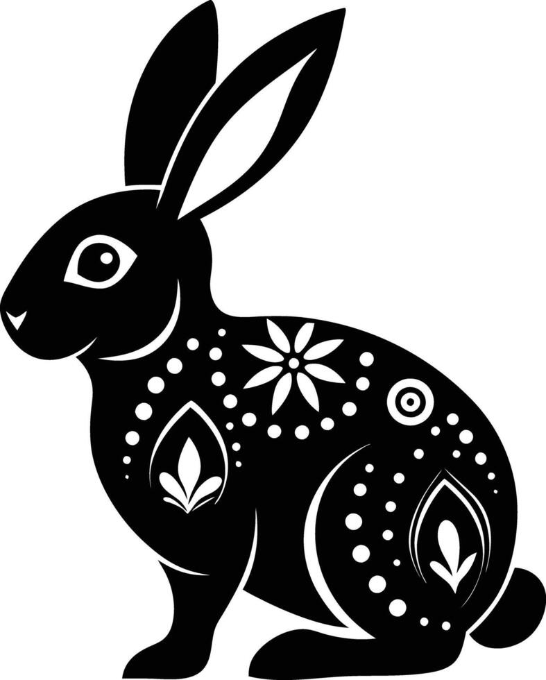 decorative rabbit illustration. cute, animal, bunny, rabbit, easter, pet, domestic, fur, fluffy, adorable, vector