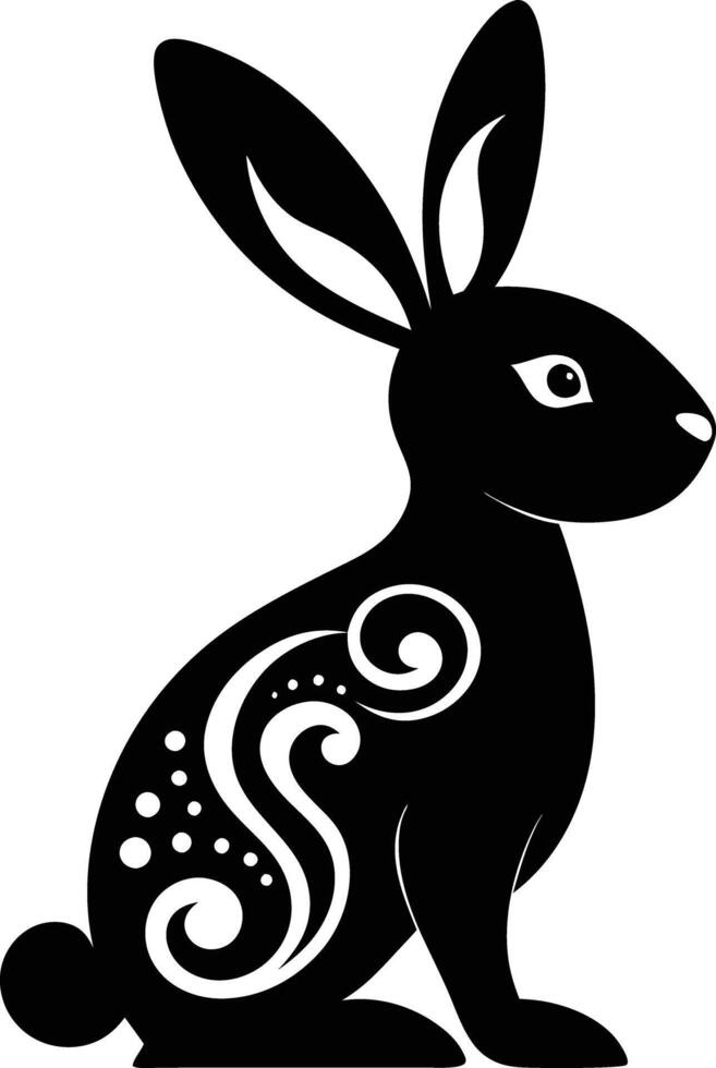 decorative rabbit illustration. cute, animal, bunny, rabbit, easter, pet, domestic, fur, fluffy, adorable, vector