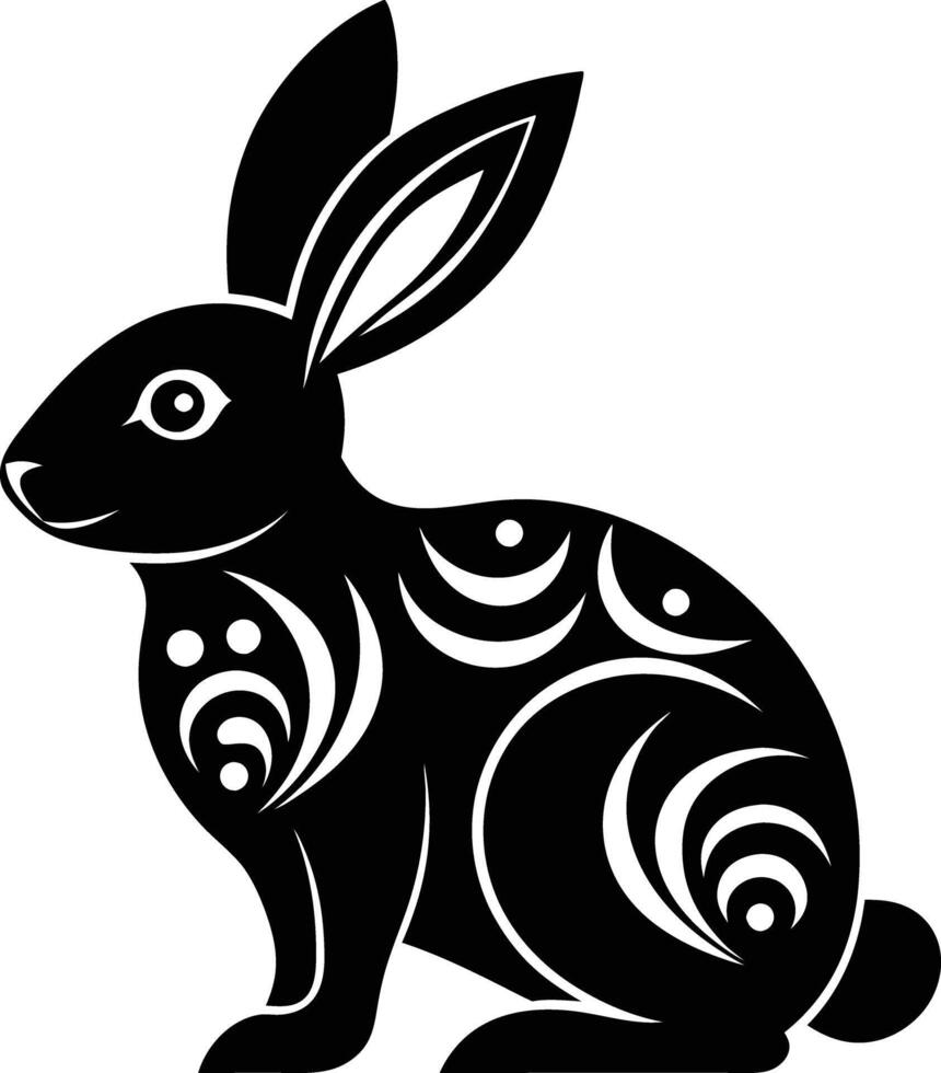decorative rabbit illustration. cute, animal, bunny, rabbit, easter, pet, domestic, fur, fluffy, adorable, vector