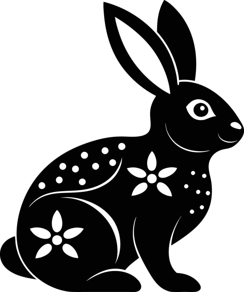 decorative rabbit illustration. cute, animal, bunny, rabbit, easter, pet, domestic, fur, fluffy, adorable, vector