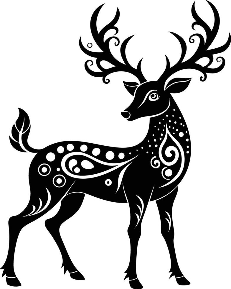 decorative deer illustration. wildlife, mammal, forest, buck, stag, male, background, antlers, fauna, brown, vector
