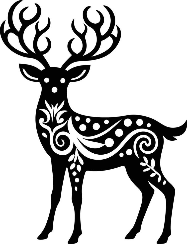 decorative deer illustration. wildlife, mammal, forest, buck, stag, male, background, antlers, fauna, brown, vector