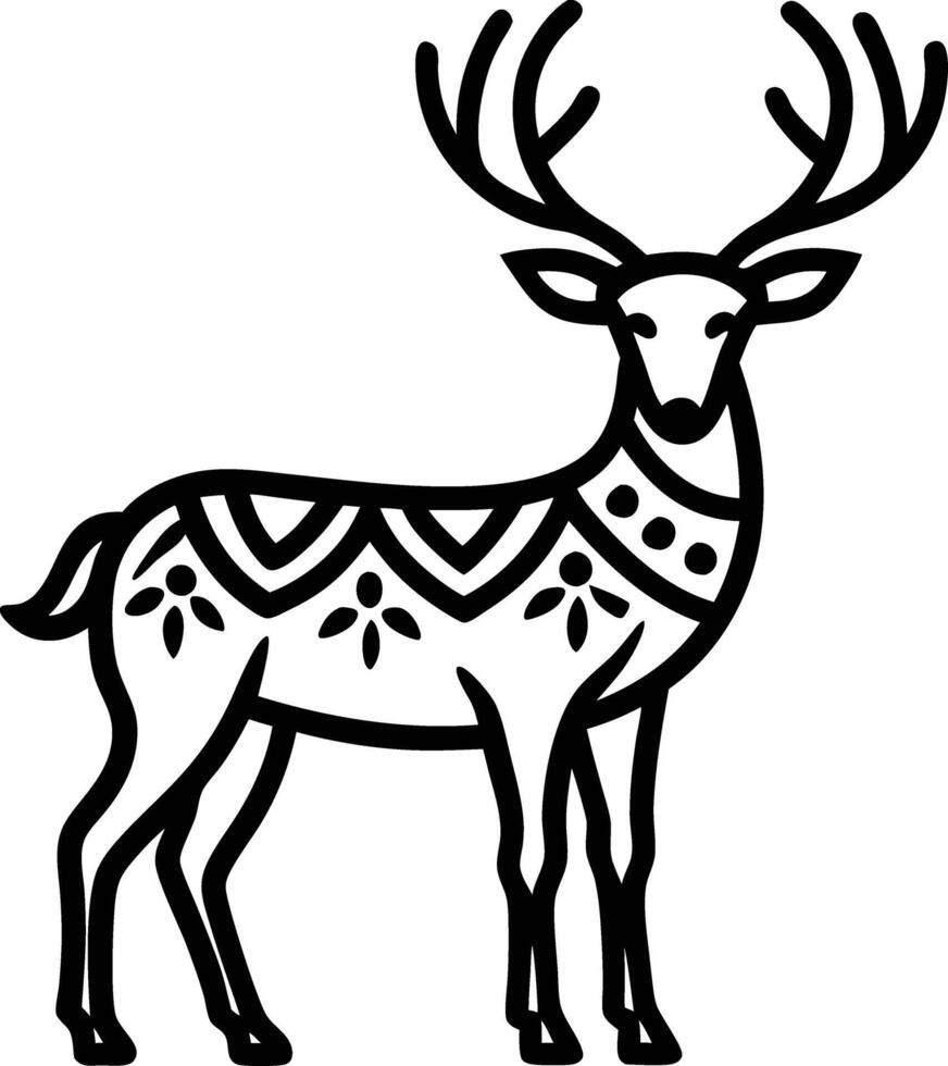 decorative deer illustration. wildlife, mammal, forest, buck, stag, male, background, antlers, fauna, brown, vector