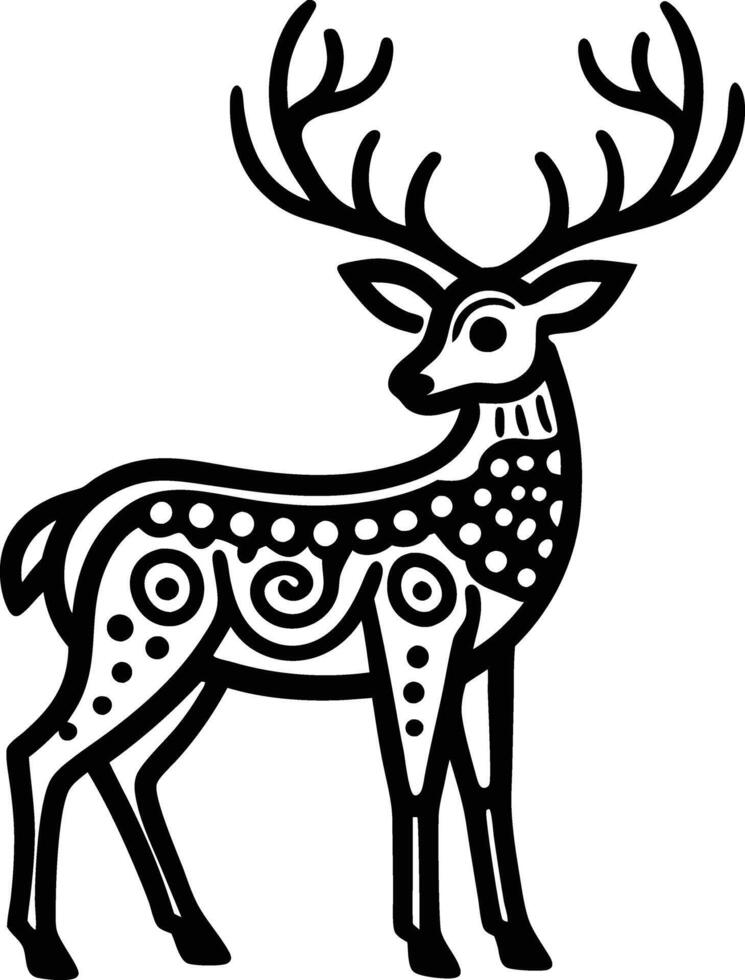 decorative deer illustration. wildlife, mammal, forest, buck, stag, male, background, antlers, fauna, brown, vector