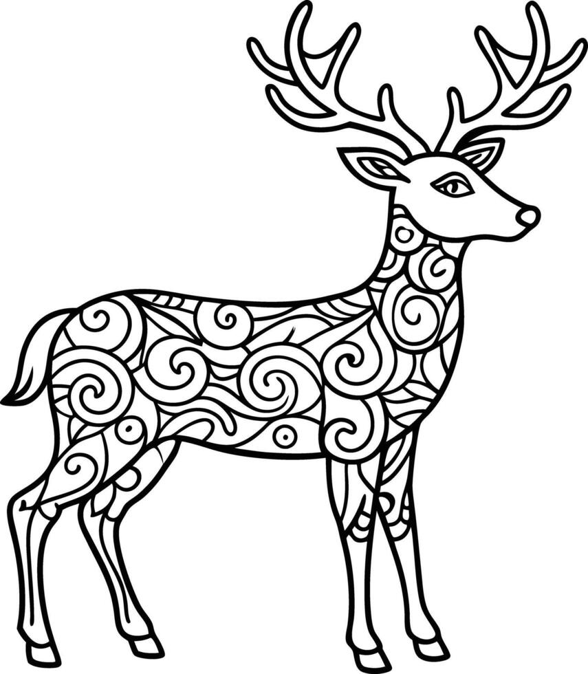 decorative deer illustration. wildlife, mammal, forest, buck, stag, male, background, antlers, fauna, brown, vector