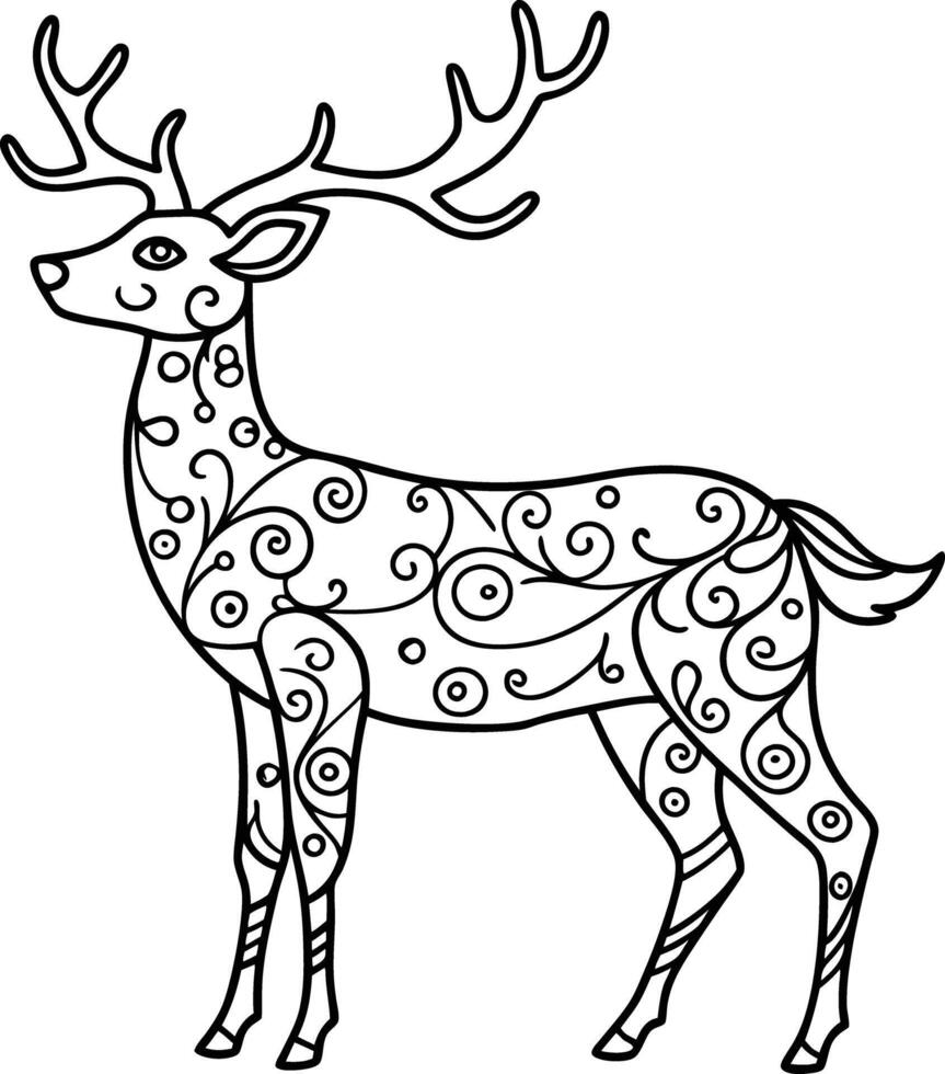 decorative deer illustration. wildlife, mammal, forest, buck, stag, male, background, antlers, fauna, brown, vector