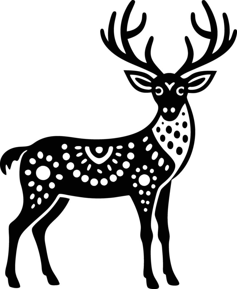 decorative deer illustration. wildlife, mammal, forest, buck, stag, male, background, antlers, fauna, brown, vector