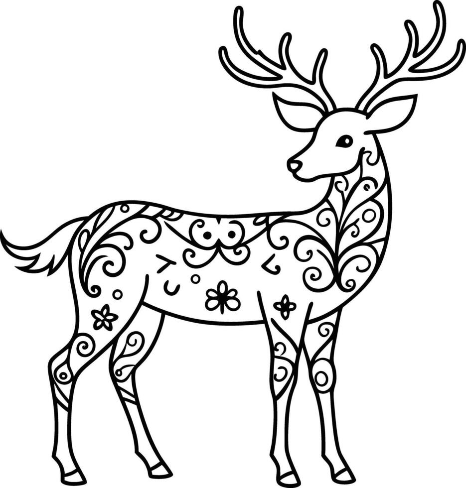 decorative deer illustration. wildlife, mammal, forest, buck, stag, male, background, antlers, fauna, brown, vector