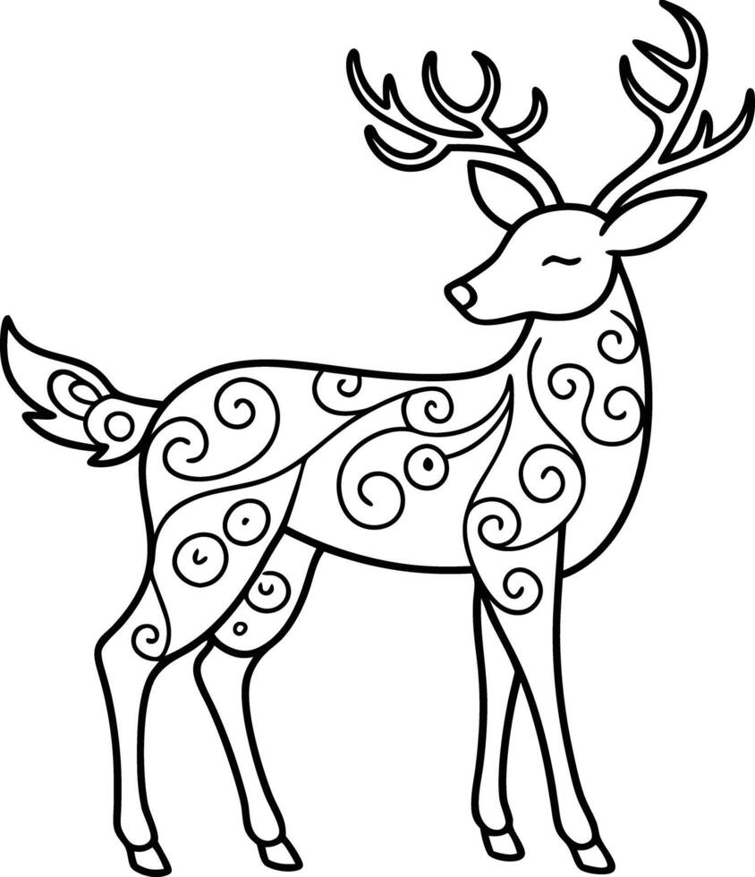 decorative deer illustration. wildlife, mammal, forest, buck, stag, male, background, antlers, fauna, brown, vector